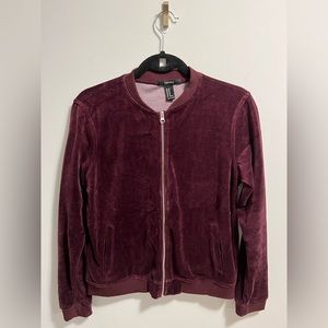 Forever 21 maroon velour thin bomber jacket. Size M